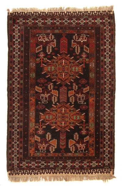 Dywan afgański 127x189cm - Dywan orientalny - brązowy