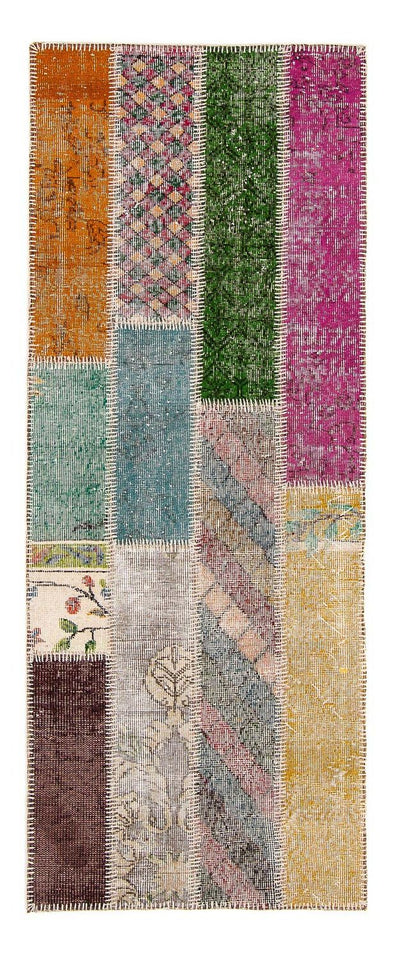 Dywan patchworkowy 90x203cm - Dywan wełniany