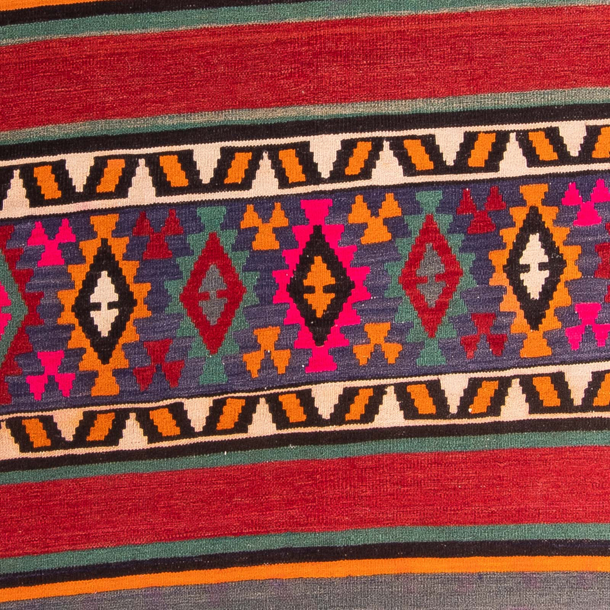 Biegacz Dywan Kelim - Stary - 370 x 145 cm - wielokolorowy