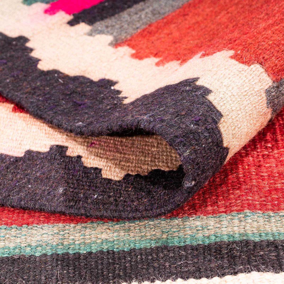 Biegacz Dywan Kelim - Stary - 370 x 145 cm - wielokolorowy