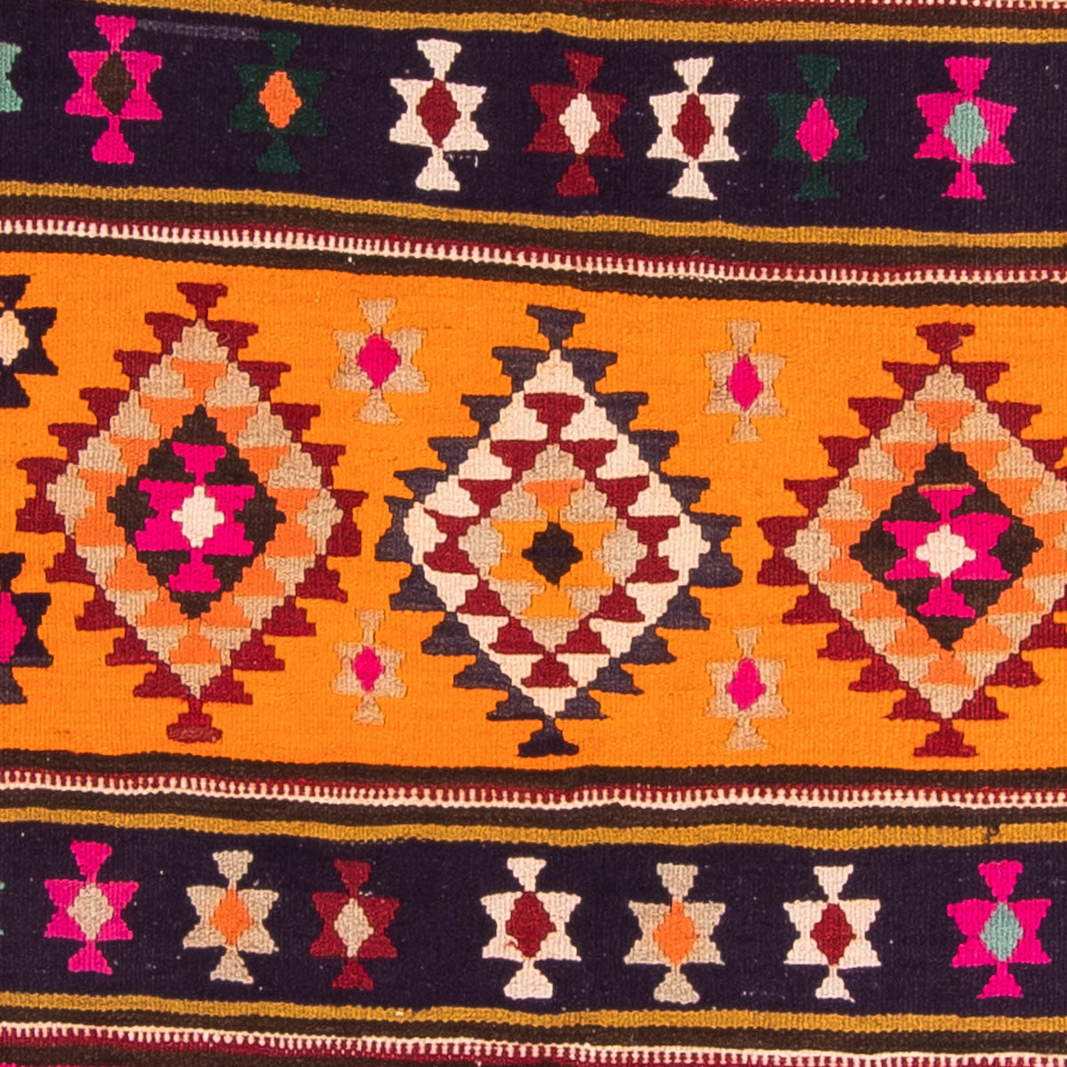 Biegacz Dywan Kelim - Stary - 355 x 150 cm - wielokolorowy