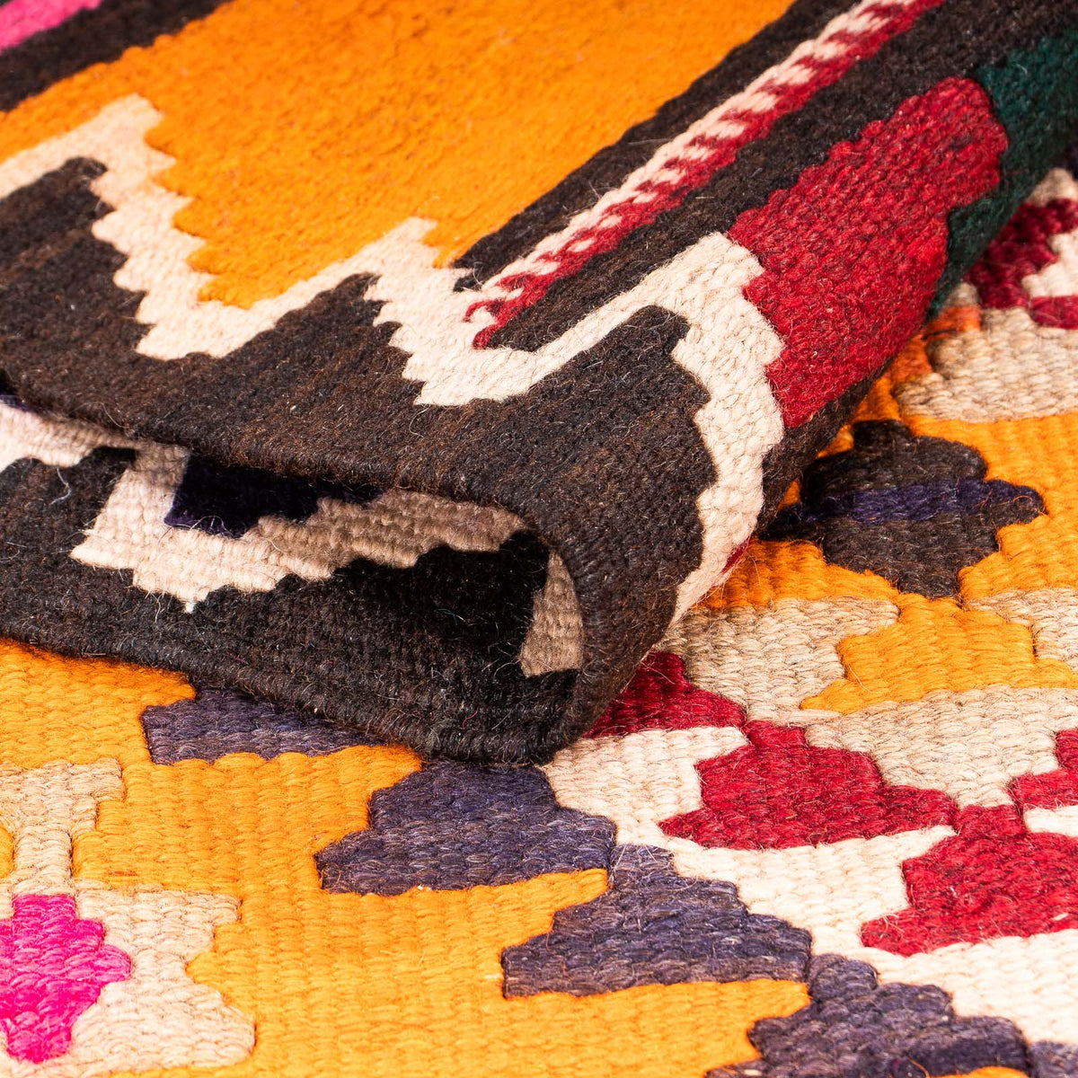 Biegacz Dywan Kelim - Stary - 355 x 150 cm - wielokolorowy