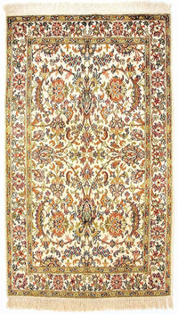 Jedwabny dywan - Kashmir Silk - 127 x 74 cm - beżowy