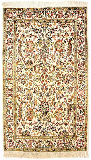 Jedwabny dywan - Kashmir Silk - 127 x 74 cm - beżowy