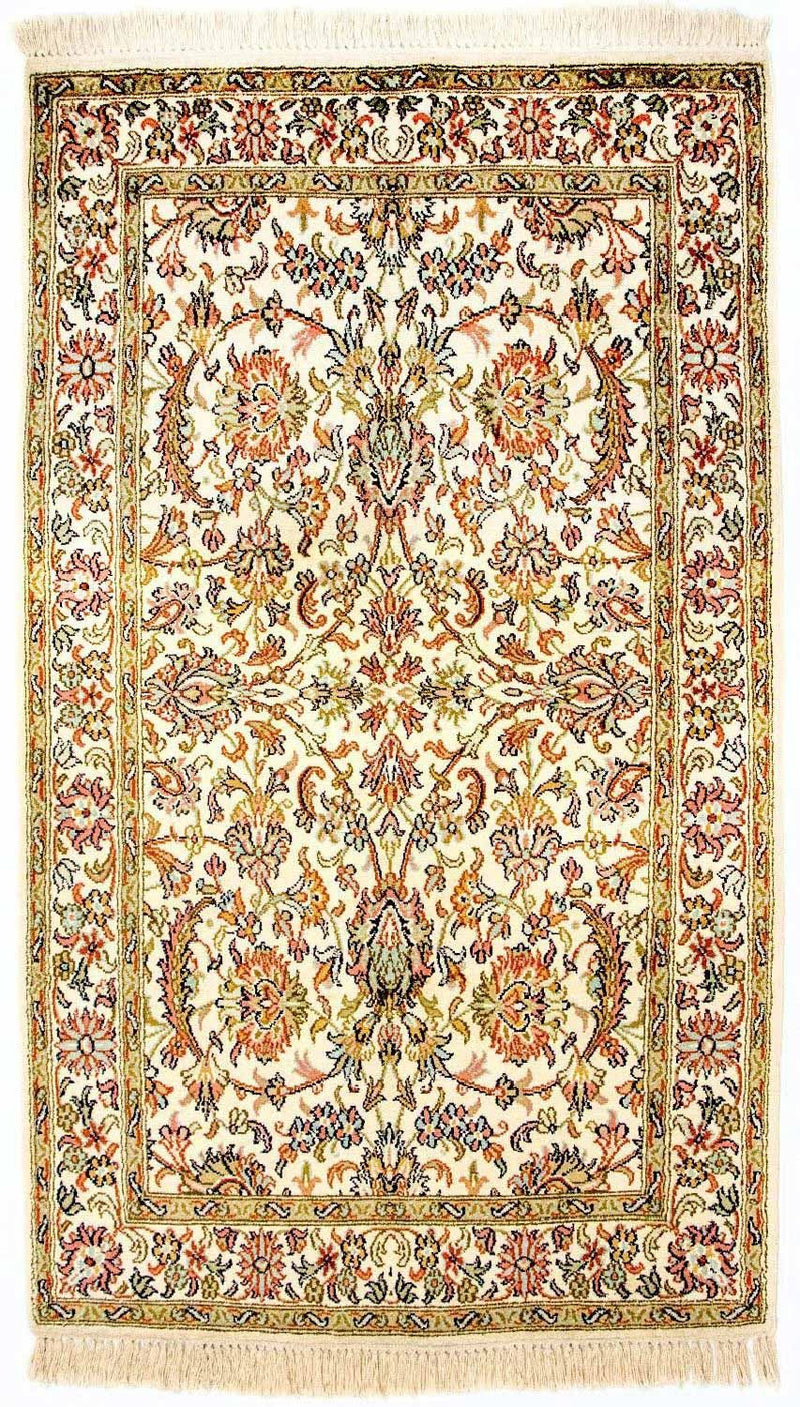 Jedwabny dywan - Kashmir Silk - 127 x 74 cm - beżowy