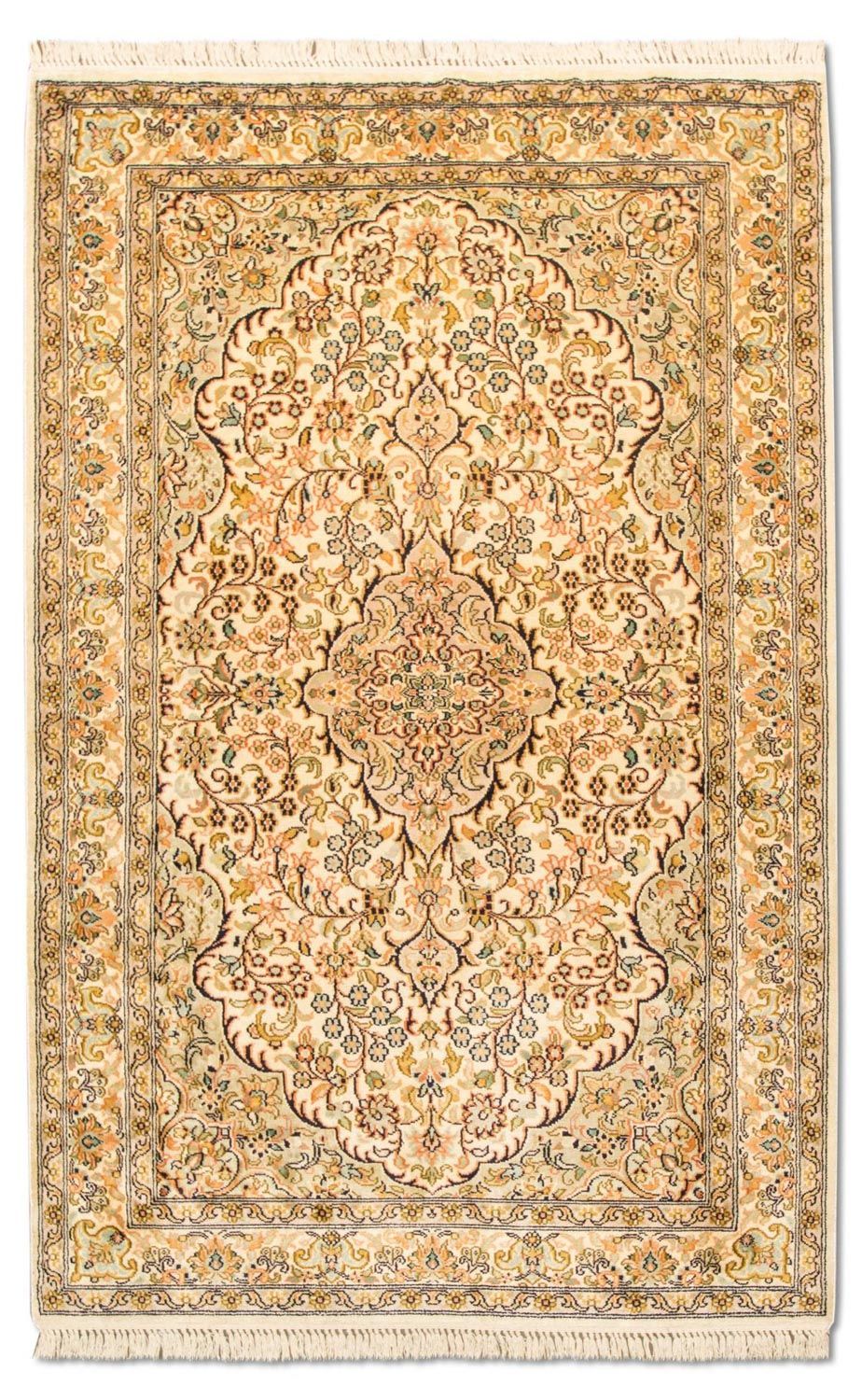 Jedwabny dywan - Kashmir Silk - 153 x 94 cm - beżowy