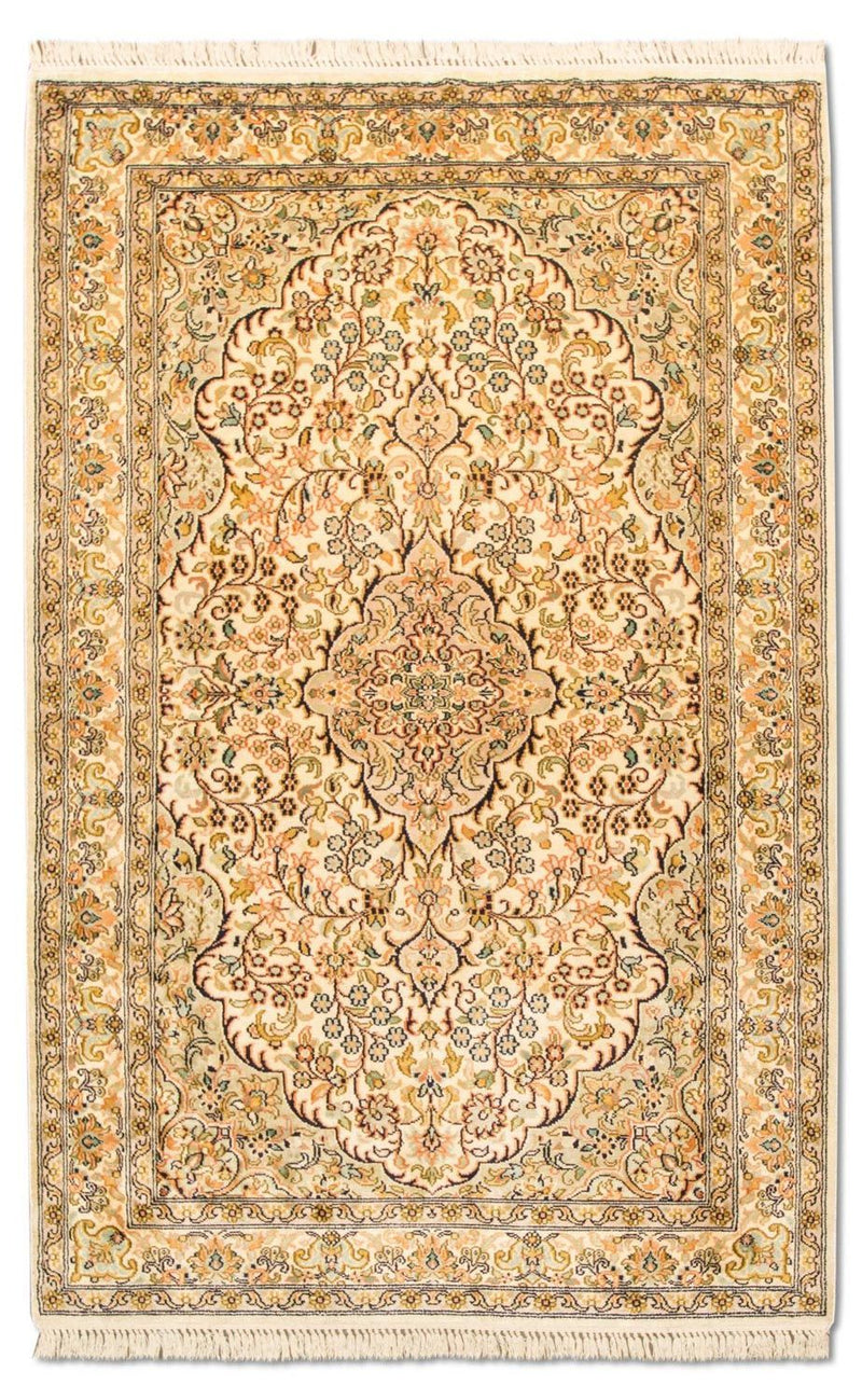 Jedwabny dywan - Kashmir Silk - 153 x 94 cm - beżowy