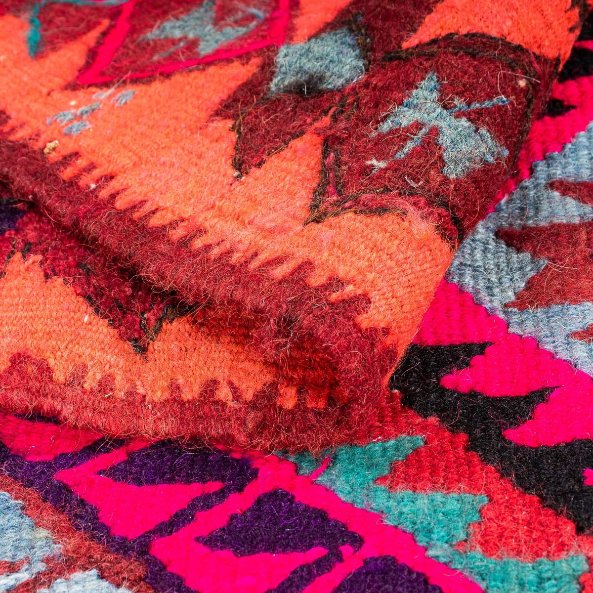 Biegacz Dywan Kelim - Stary - 380 x 120 cm - wielokolorowy