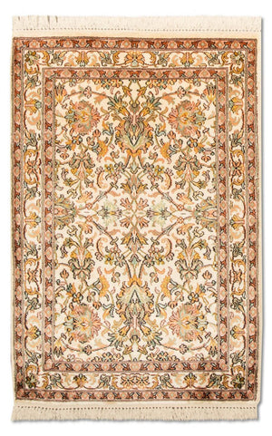 Jedwabny dywan - Kashmir Silk - 95 x 62 cm - beżowy
