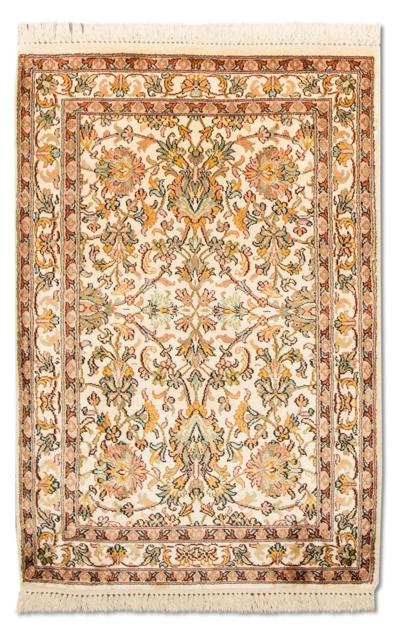 Jedwabny dywan - Kashmir Silk - 95 x 62 cm - beżowy