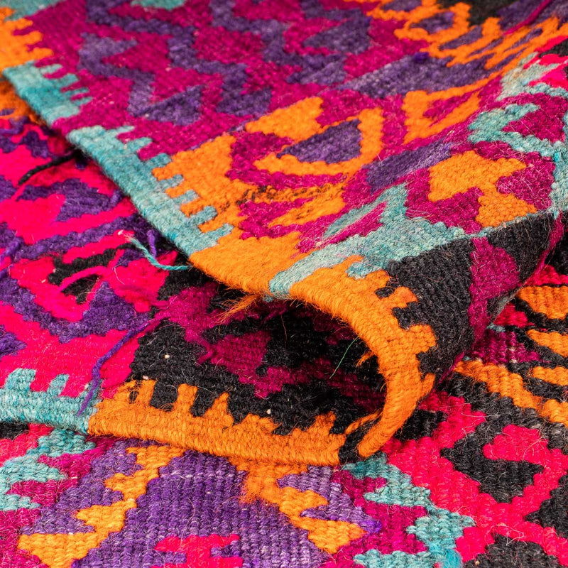 Biegacz Dywan Kelim - Stary - 310 x 137 cm - wielokolorowy