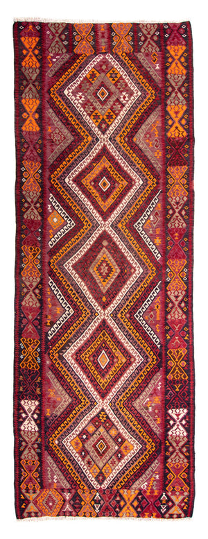 Biegacz Dywan Kelim - Stary - 375 x 140 cm - wielokolorowy