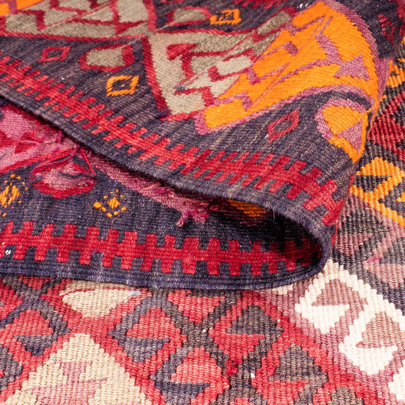 Biegacz Dywan Kelim - Stary - 375 x 140 cm - wielokolorowy