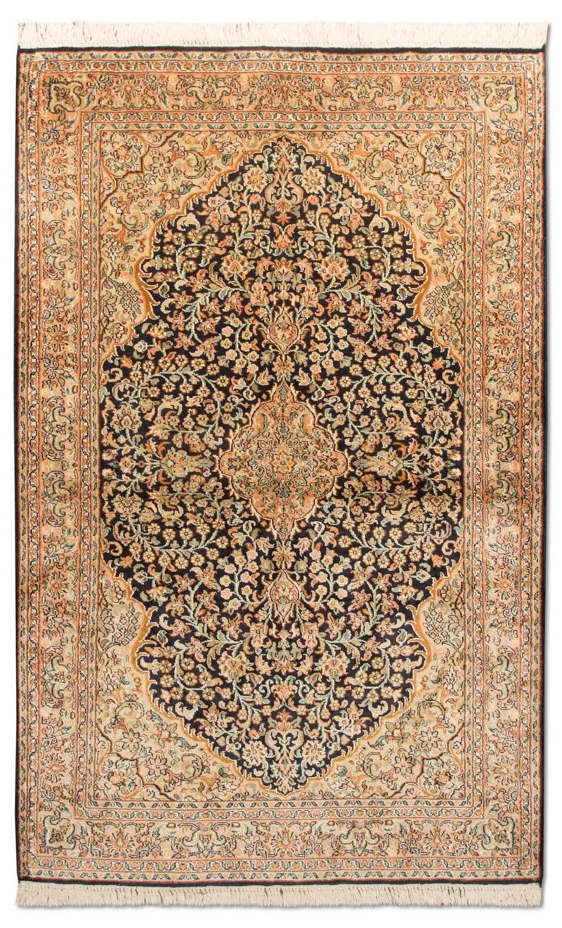 Jedwabny dywan - Kashmir Silk - 153 x 93 cm - ciemnoniebieski