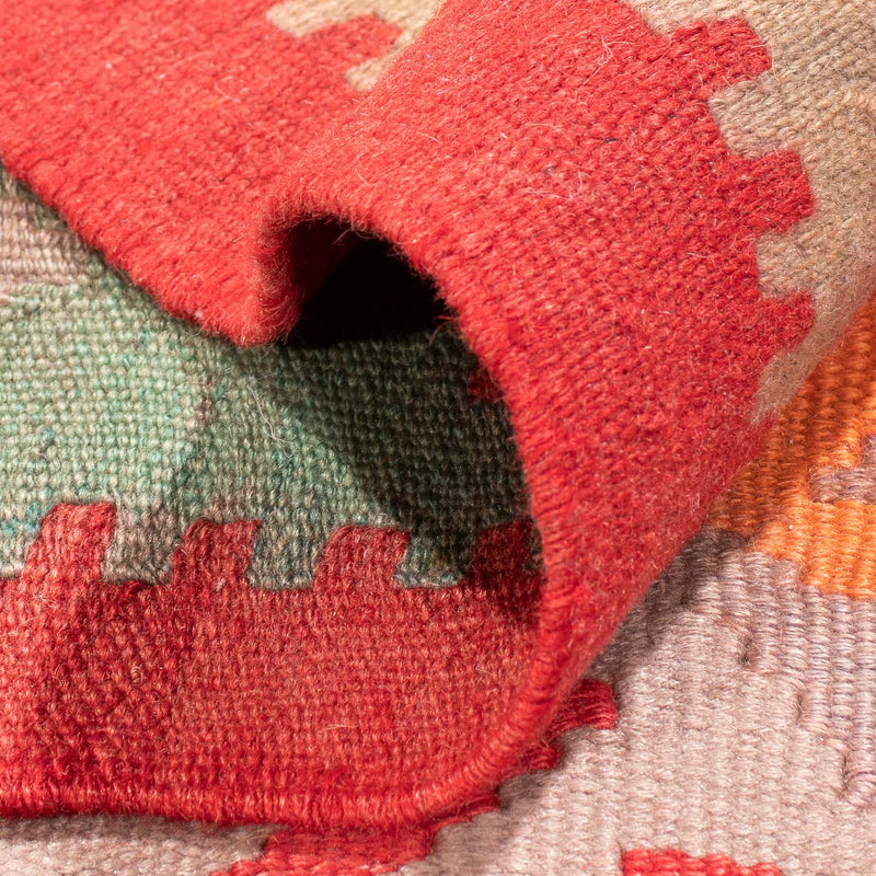 Biegacz Dywan Kelim - Stary - 410 x 150 cm - czerwony