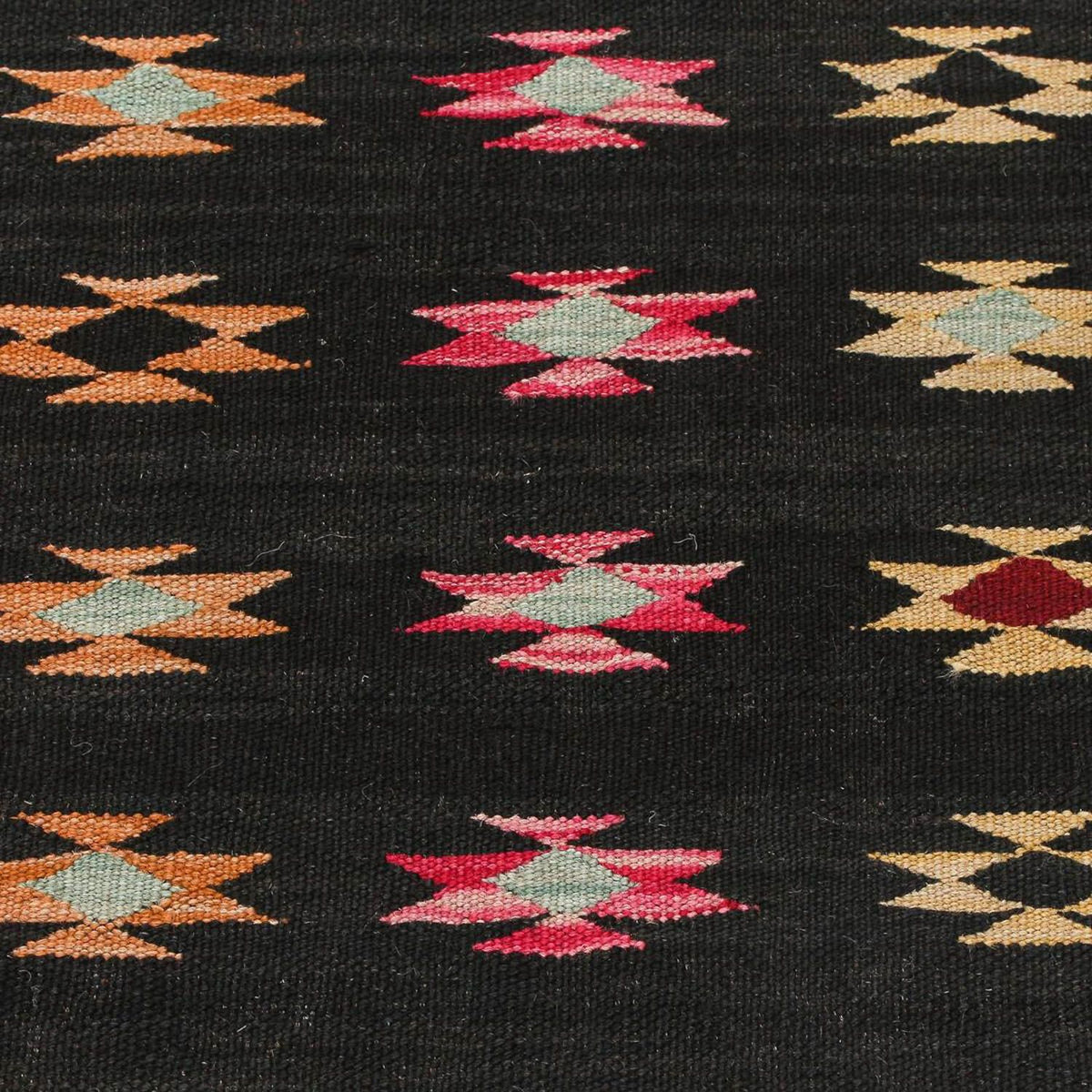 Biegacz Dywan Kelim - Splash - 195 x 85 cm - czarny