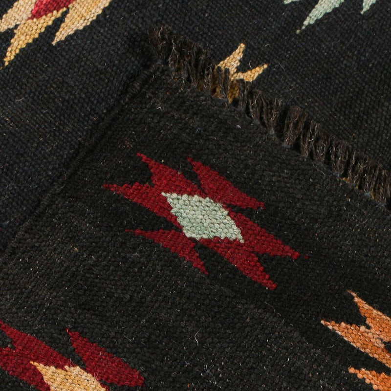 Biegacz Dywan Kelim - Splash - 195 x 85 cm - czarny