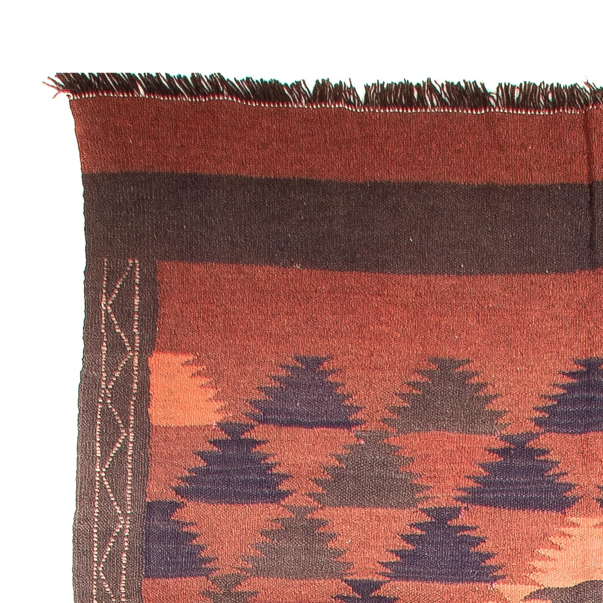 Biegacz Dywan Kelim - Stary - 450 x 130 cm - brązowy