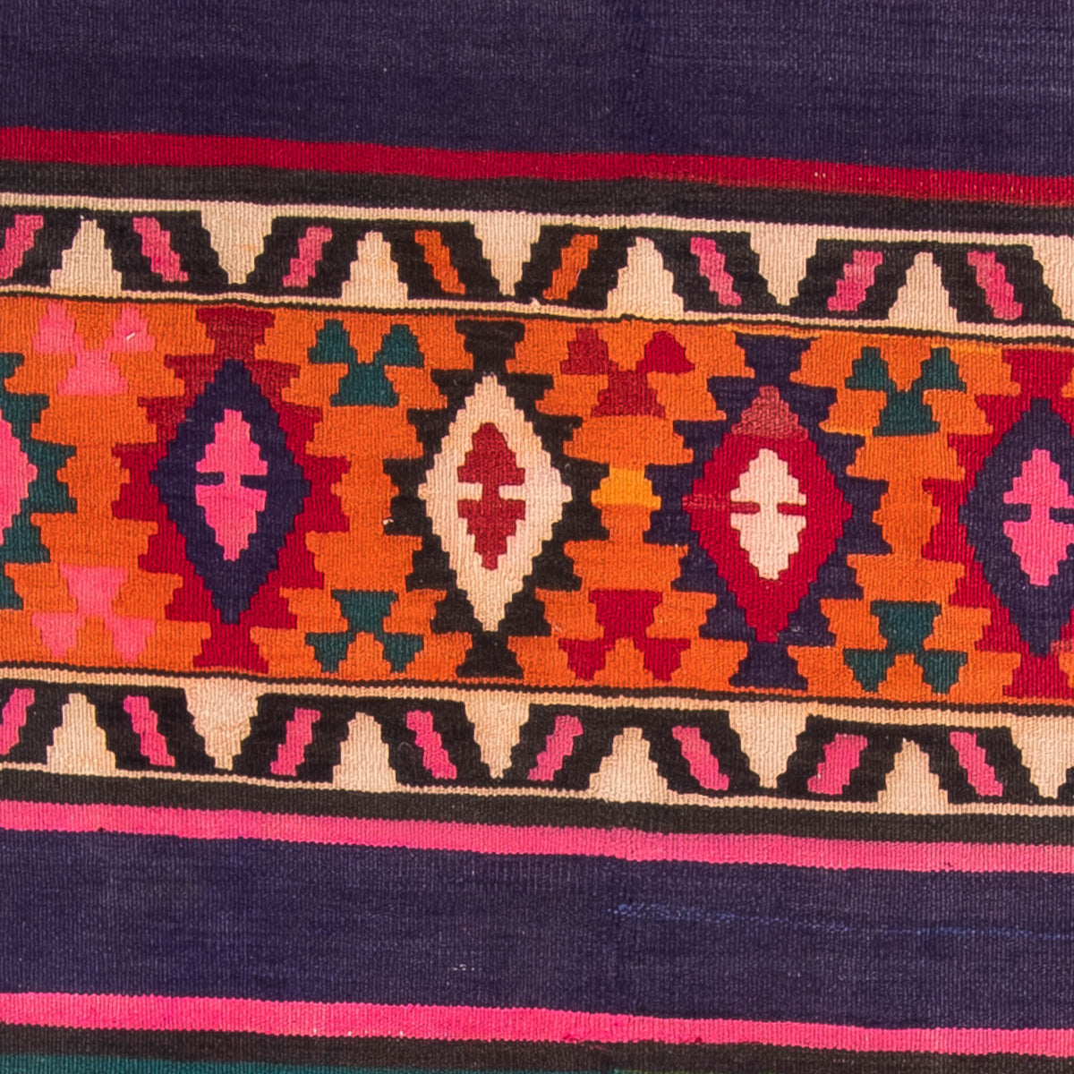 Biegacz Dywan Kelim - Stary - 370 x 145 cm - wielokolorowy