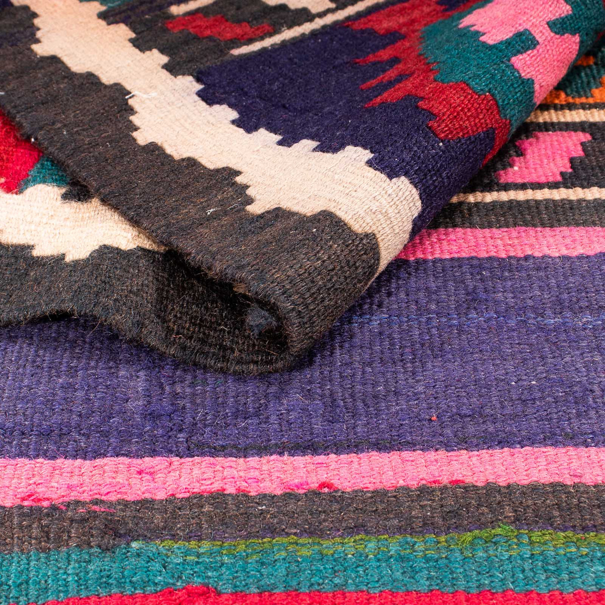 Biegacz Dywan Kelim - Stary - 370 x 145 cm - wielokolorowy