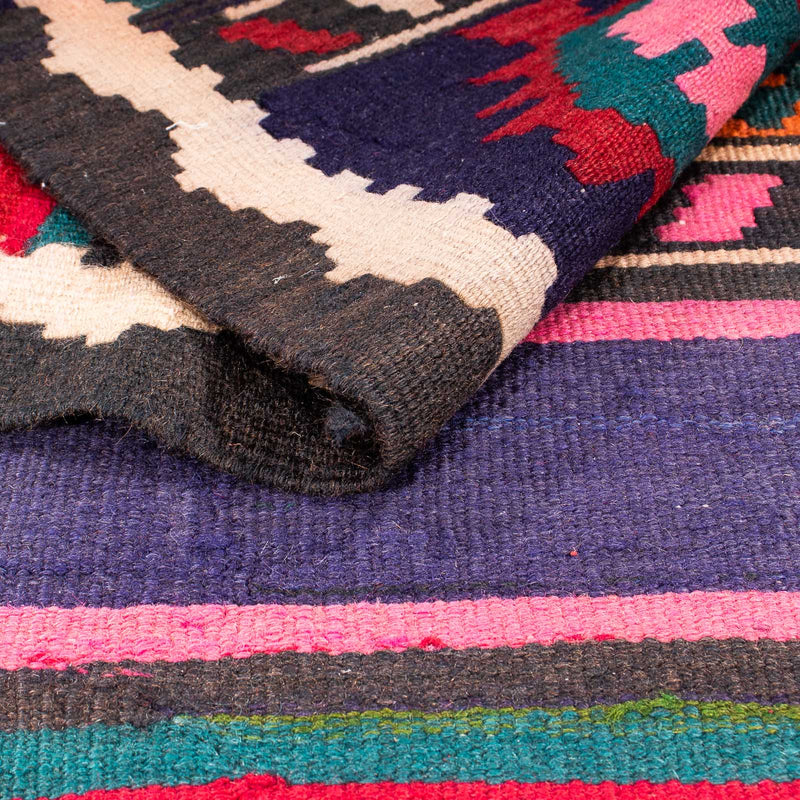 Biegacz Dywan Kelim - Stary - 370 x 145 cm - wielokolorowy