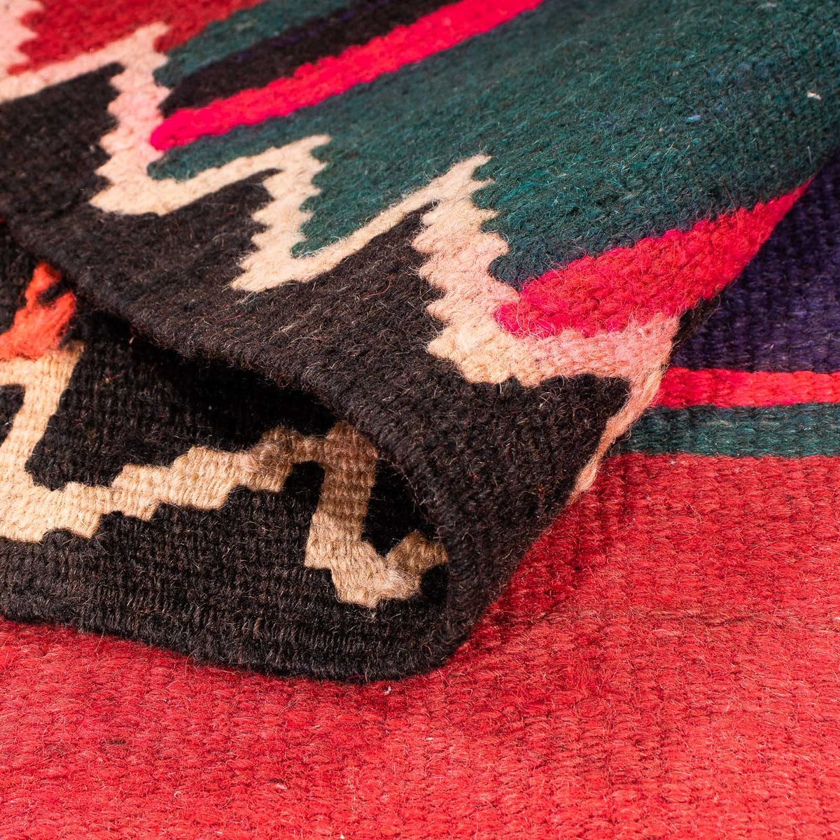 Biegacz Dywan Kelim - Stary - 380 x 135 cm - wielokolorowy