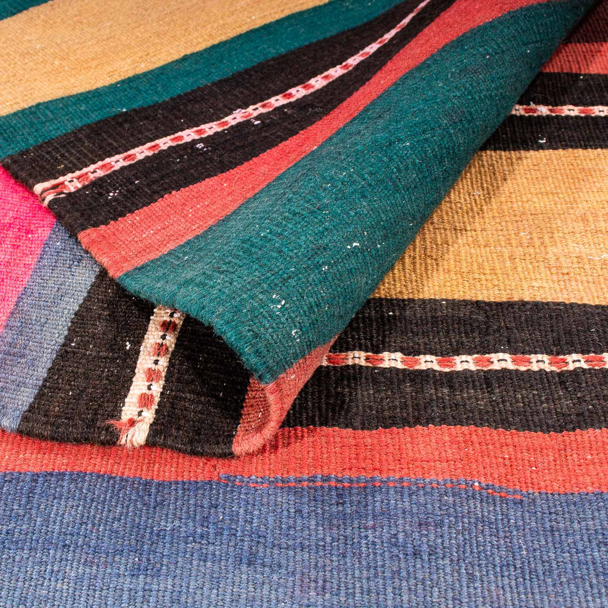 Dywan Kelim - Stary - 190 x 175 cm - wielokolorowy