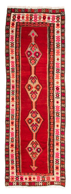 Biegacz Dywan Kelim - Stary - 380 x 150 cm - wielokolorowy