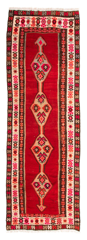 Biegacz Dywan Kelim - Stary - 380 x 150 cm - wielokolorowy