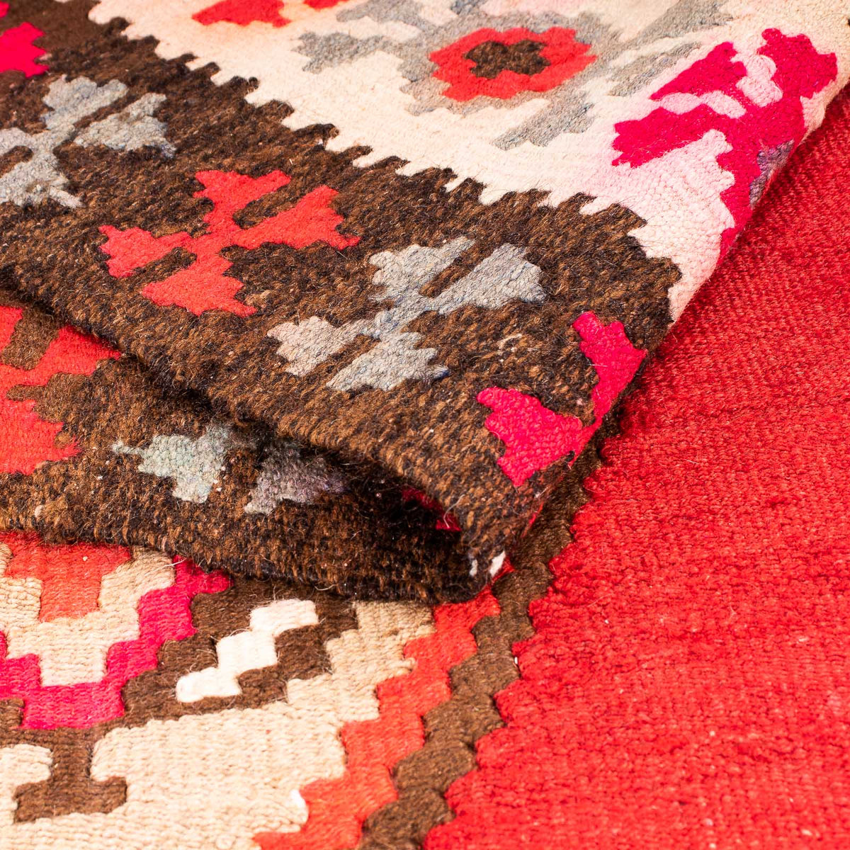 Biegacz Dywan Kelim - Stary - 380 x 150 cm - wielokolorowy