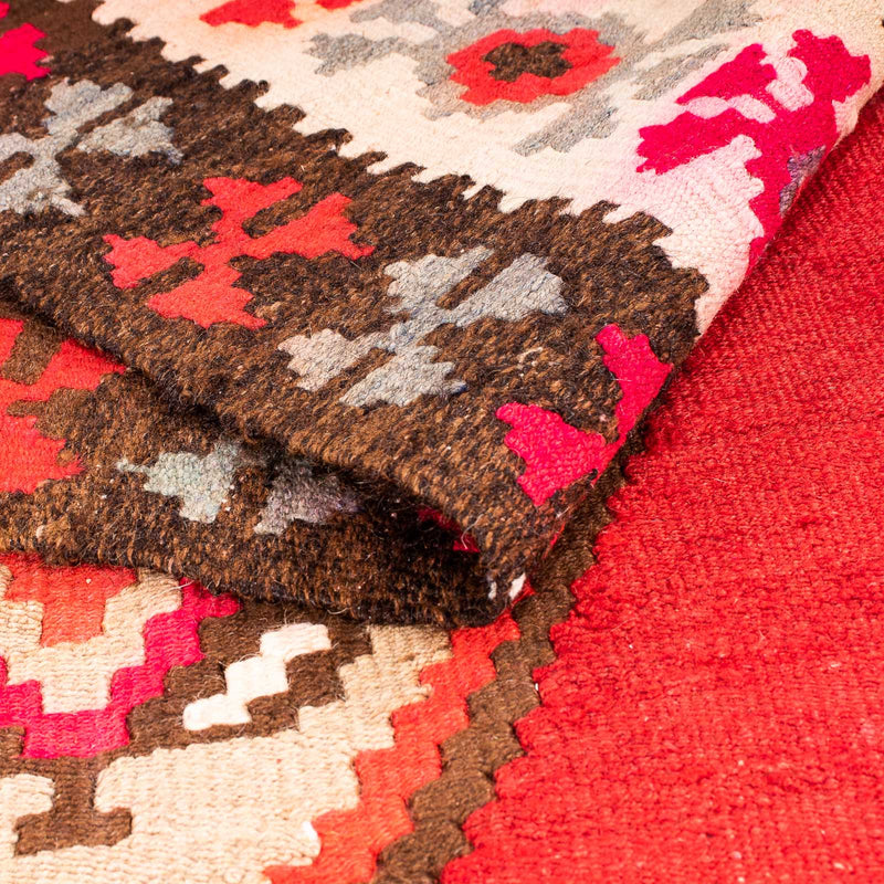 Biegacz Dywan Kelim - Stary - 380 x 150 cm - wielokolorowy