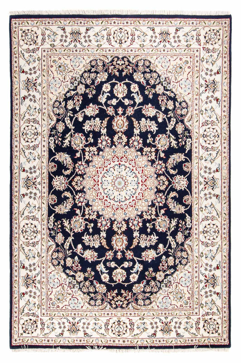 Orientalny dywan - Nain - Indus - 196 x 134 cm - ciemnoniebieski