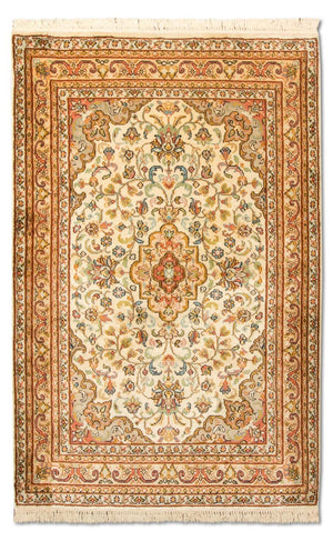 Jedwabny dywan - Kashmir Silk - 123 x 79 cm - beżowy