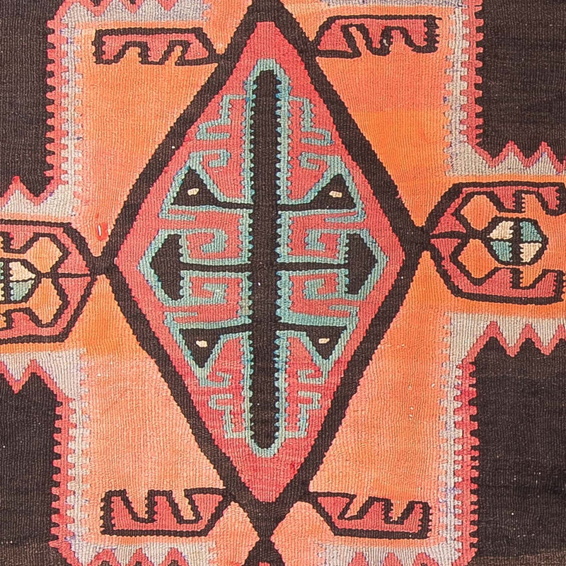 Biegacz Dywan Kelim - Stary - 435 x 158 cm - ciemnobrązowy