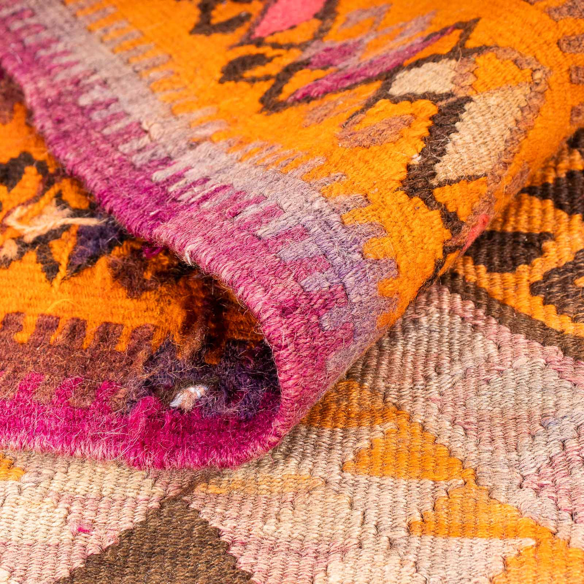 Biegacz Dywan Kelim - Stary - 320 x 155 cm - wielokolorowy