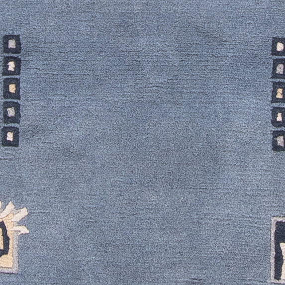 Biegacz Dywan z Nepalu - 330 x 69 cm - niebieski