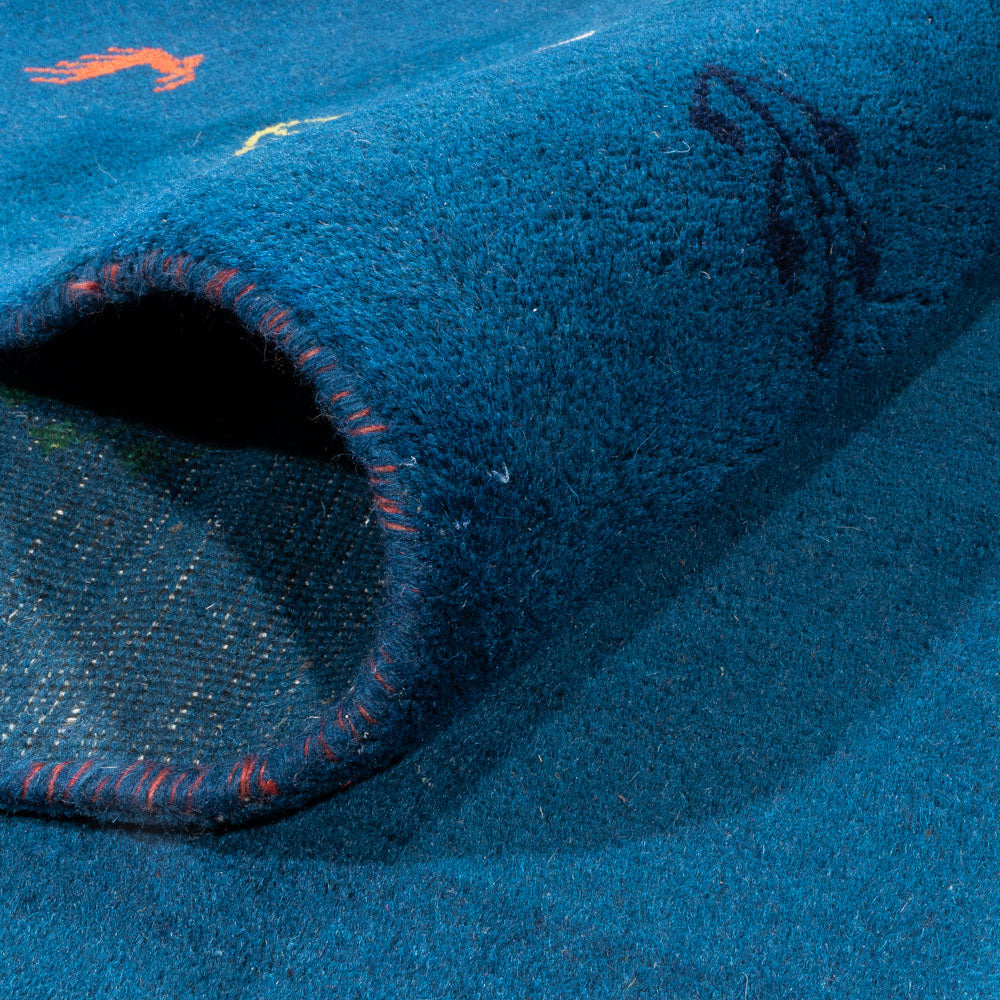 Dywan Gabbeh - Indus - 395 x 313 cm - niebieski