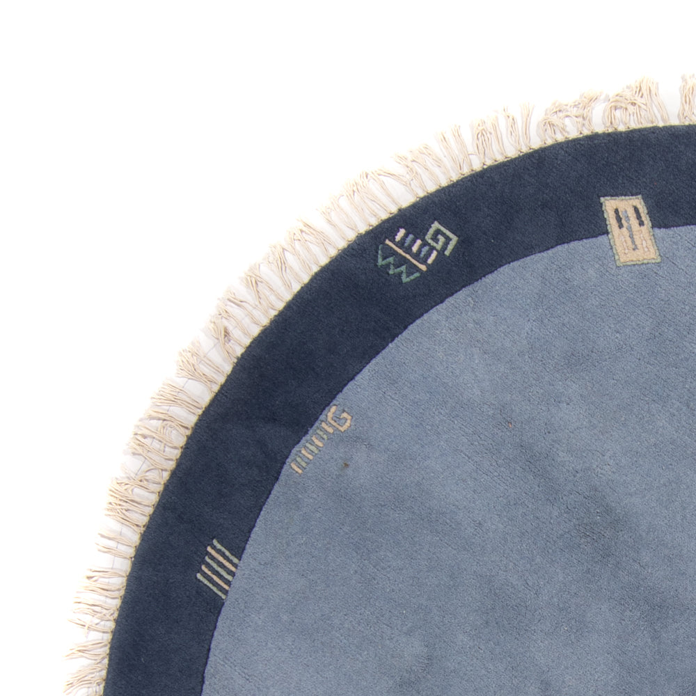 Dywan z Nepalu okrągły  - 197 x 197 cm - niebieski