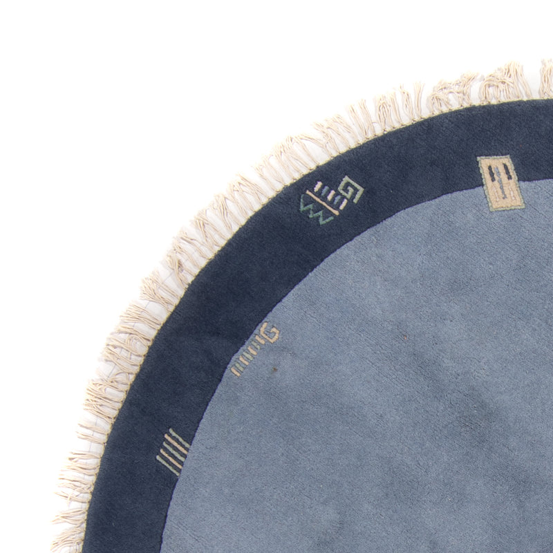 Dywan z Nepalu okrągły  - 197 x 197 cm - niebieski