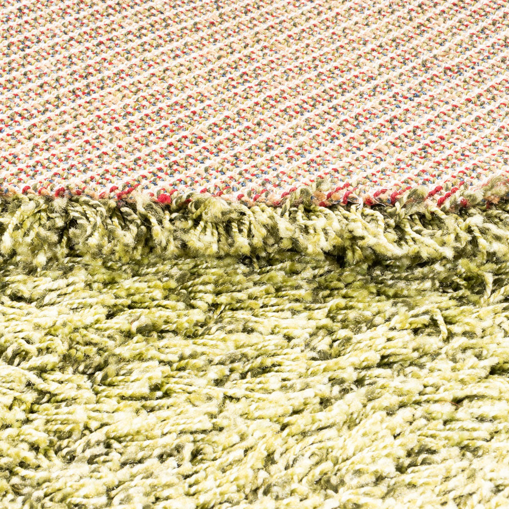 Dywan o wysokim runie okrągły  - 200 x 200 cm - oliwkowa zieleń