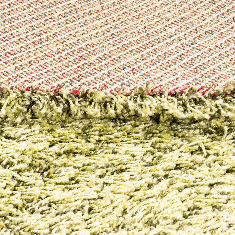 Dywan o wysokim runie okrągły  - 200 x 200 cm - oliwkowa zieleń