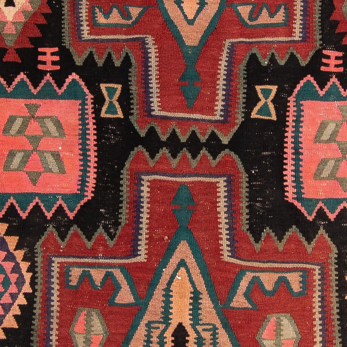 Biegacz Dywan Kelim - Stary - 300 x 140 cm - wielokolorowy