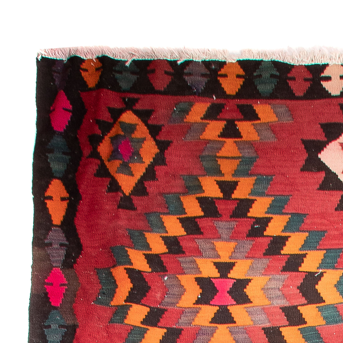 Biegacz Dywan Kelim - Stary - 430 x 210 cm - czerwony