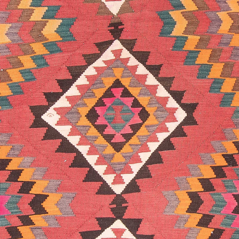 Biegacz Dywan Kelim - Stary - 430 x 210 cm - czerwony