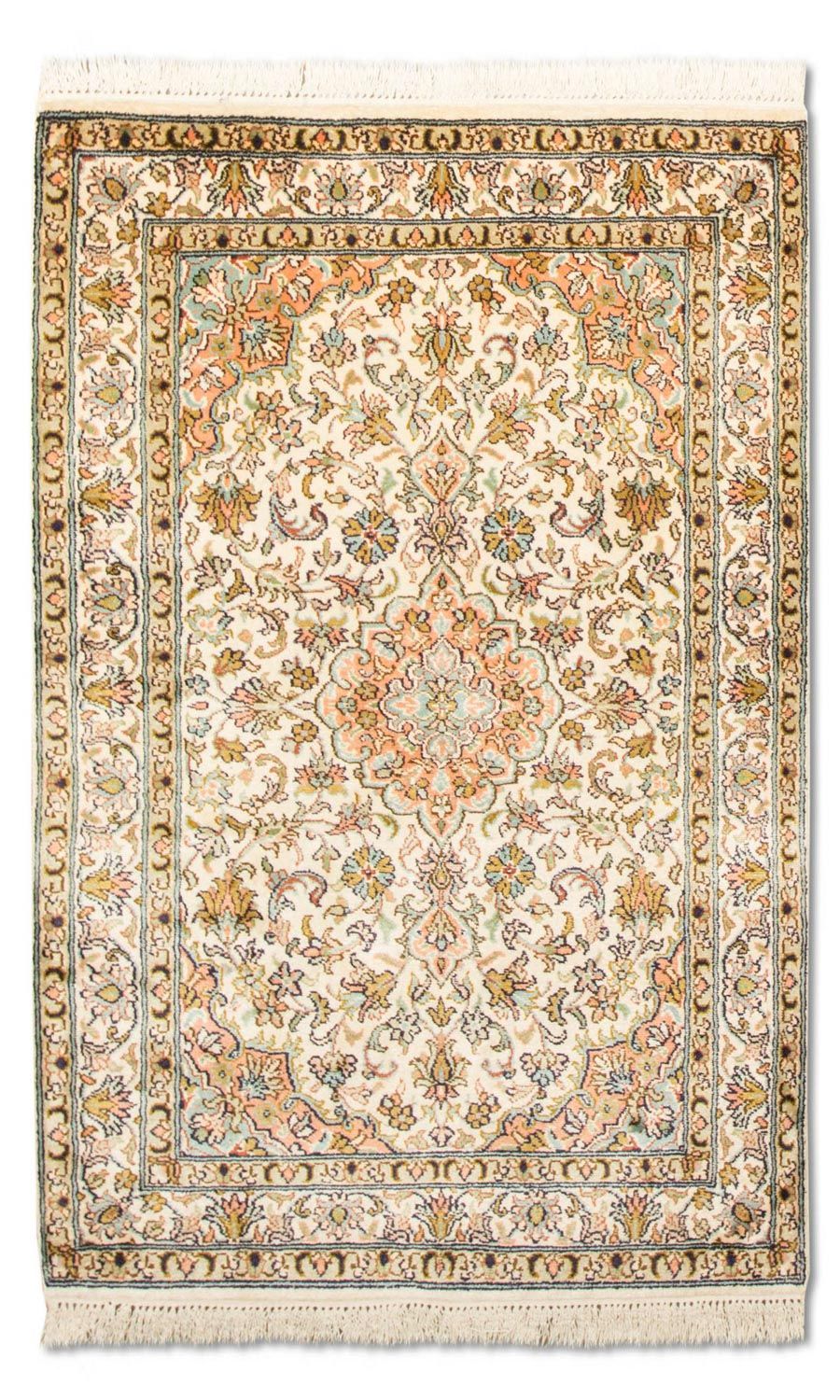 Jedwabny dywan - Kashmir Silk - 95 x 62 cm - beżowy