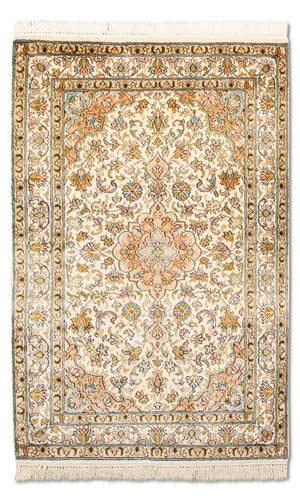 Jedwabny dywan - Kashmir Silk - 95 x 62 cm - beżowy