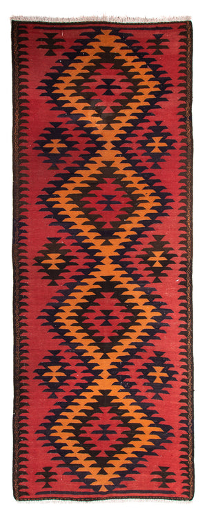 Biegacz Dywan Kelim - Stary - 395 x 150 cm - wielokolorowy