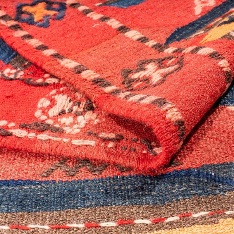 Biegacz Dywan Kelim - Stary - 400 x 150 cm - wielokolorowy