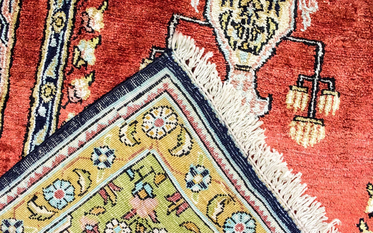 Jedwabny dywan - Kayseri - 137 x 77 cm - czerwony