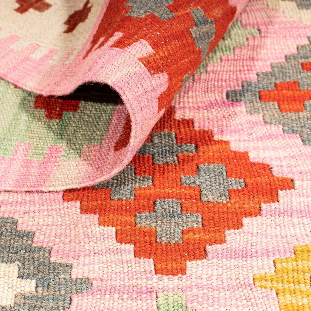 Dywan Kelim - Splash - 204 x 148 cm - różowy